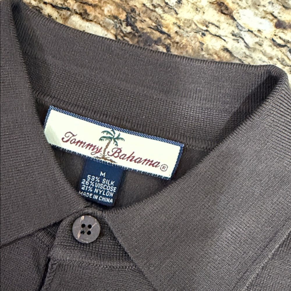 Tommy Bahama Brown Silk Blend Long Sleeve Polo Sweater Mens M - Picture 6 of 10